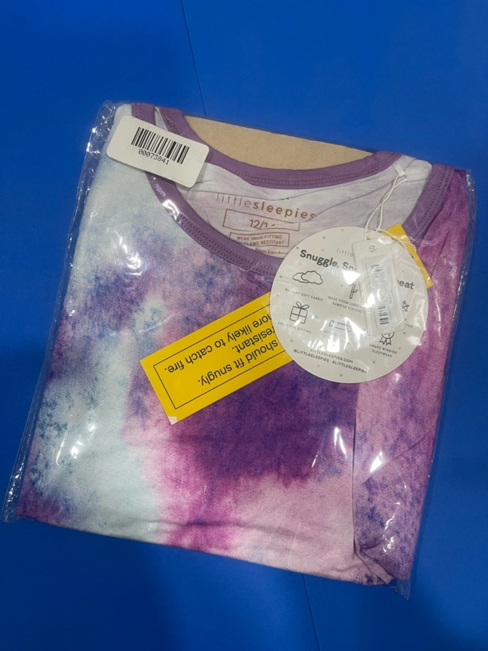 RETIRED Little Sleepies Purple Watercolor Tie-Dye kids pajamas set size 12/14